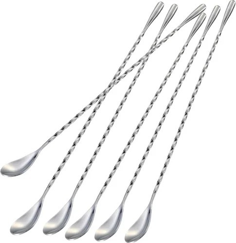 Vista 12 de BRIOUT 2 Piezas Cucharas de Bar, Agitador de Bebidas de Mango Largo de 12 Pulgadas, Cucharas de Mezcla de Cóctel de Bar de Acero Inoxidable con Negro