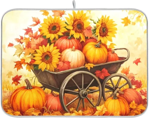Vista 41 de Alfombrilla de secado de platos con flores botánicas y mariposas para encimera de cocina, absorbente, almohadilla de secado de microfibra, mediana