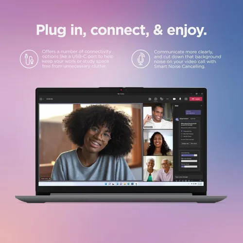 Vista 2 de Computadora portátil Lenovo IdeaPad 1 para estudiantes, procesador Intel de doble núcleo, 12 GB RAM, SSD de 256 GB + eMMC de 128 GB, pantalla FHD