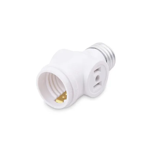 Vista 7 de Cable Matters Paquete de 2 adaptadores de enchufe a enchufe con certificación ETL (toma de luz adaptador de bombilla) con 2 salidas de CA en blanco