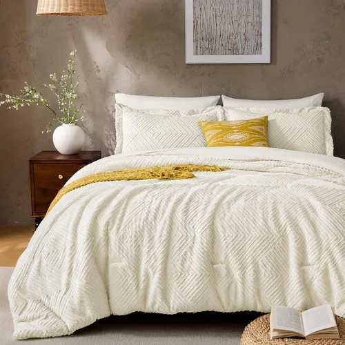 Vista 15 de JOLLYVOGUE Juego de edredón Queen de 7 piezas, cama bohemia copetuda en una Edredón ultra suave, certificado OEKO-TEX, para todas las estaciones