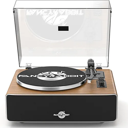 Vista 9 de Tocadiscos con altavoces, tocadiscos para discos de vinilo con cartucho AT-3600L, transmisión por correa de 2 velocidades (33/45 RPM), reproductor