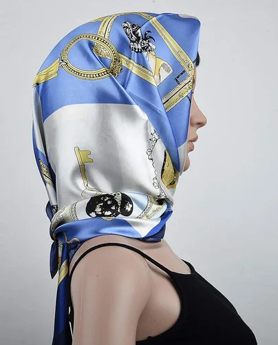 Vista 2 de corciova Pañuelo cuadrado de seda para mujer, 35 x 35, pañuelo de satén para la cabeza