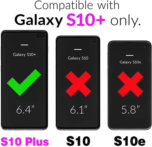 Vista 2 de Asuwish Funda de teléfono para Samsung Galaxy S10 Plus con cierre de cremallera, protector de pantalla de vidrio templado y tarjetero con tapa