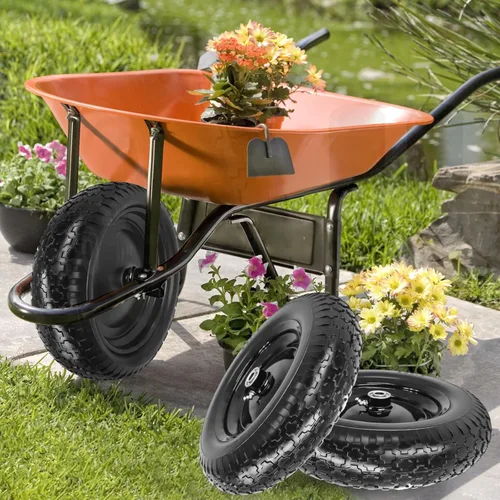 Vista 2 de Neumático sólido sin pinchazos de 14.5" 4.80/4.00-8 y rueda con rodamiento de 3/4 y 5/8, cubo centrado de 3" -6" para carrito de patio, vagón