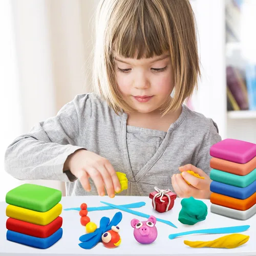 Vista 6 de ESSENSON Magic Clay - Arcilla que se seca al aire de 24 colores, arcilla para modelar para niños con herramientas, regalos de juguetes para niños