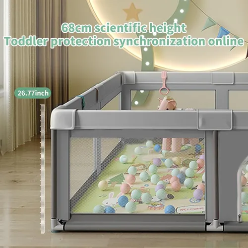 Vista 8 de Corralito para bebés, corralitos de juego para bebés y niños pequeños, mini área de juego con valla para bebés, patio seguro anticaídas con puertas