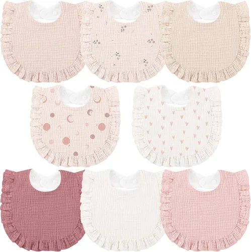 Vista 10 de Bearmoss Paquete de 8 baberos de muselina para bebé niña
