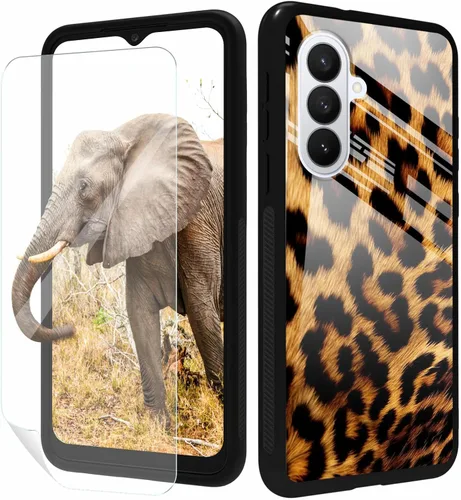 Vista 35 de for Samsung Galaxy A17 5G Phone Case 6.7" with Screen Protector Slim Tempered Glass Back Cover A Purple Cat Design Shockproof Protective Case for