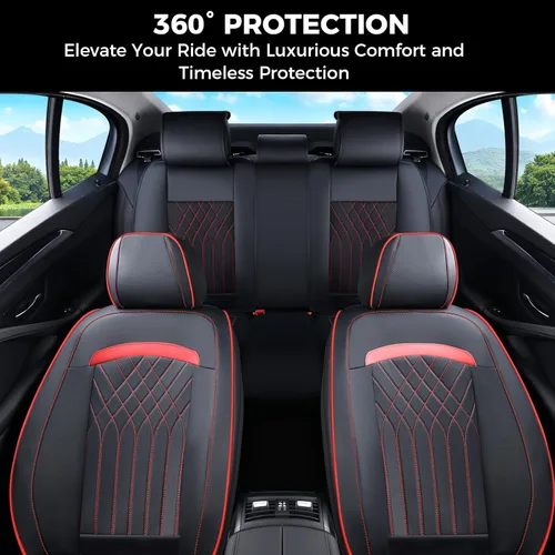 Vista 7 de FLORICH Juego completo de fundas de asiento de automóvil, fundas de asiento de cuero para automóviles, protector de asiento de automóvil
