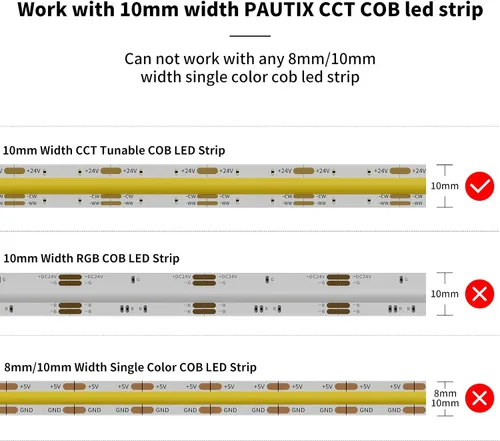 Vista 4 de PAUTIX Conectores de 0.394 pulgadas para CCT COB LED Tira de luz LED Kit de conexión de extensión de terminal sin soldadura, 4 conectores