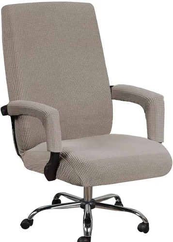 Vista 15 de Shukii Funda elástica para silla de oficina, funda elástica para silla de respaldo alto para computadora con 2 fundas para brazos, funda universal