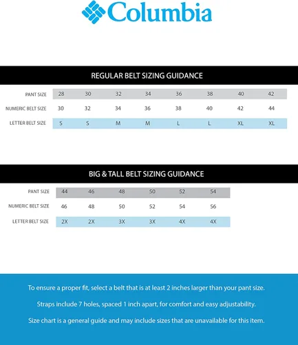 Vista 6 de Columbia Mens Trinity Logo Everyday Casual Dress Belt, Regular and Big and Tall Sizing