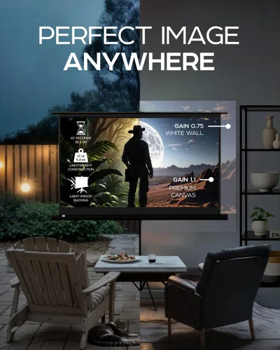 Vista 5 de Pantalla de Proyector con Soporte de 60 Pulgadas - Pantalla de Proyección para Interiores y Exteriores para Películas o Presentaciones de Oficina