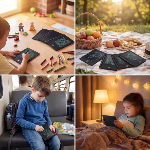 Vista 5 de Zhehao Paquete de 24 Tabletas de Escritura LCD Mini para Niños de 4.5 Pulgadas Tablero de Garabatos a Granel Borrable Reutilizable Almohadilla