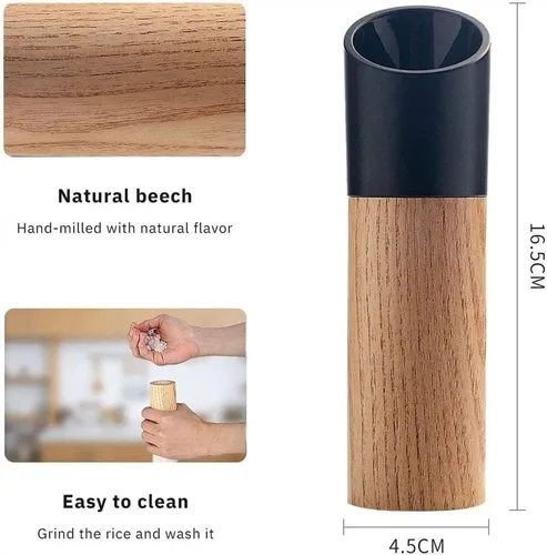 Vista 7 de Molinillo de pimienta, juego de molinillos de sal y pimienta de madera, molinillo de sal manual, juegos de molinillo de pimienta recargable, rotor