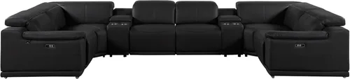 Vista 477 de BlackJack Furniture Venice - Sofá modular de cuero italiano de grano superior de 5 piezas con 3 reclinables eléctricos, reposacabezas ajustable
