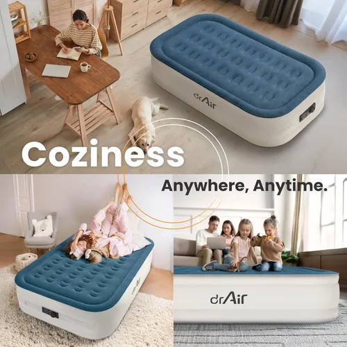 Vista 6 de Dr. air Colchón de aire individual con bomba incorporada, colchón inflable elevado de 18 pulgadas, cama de aire de panal máximo de 500 libras