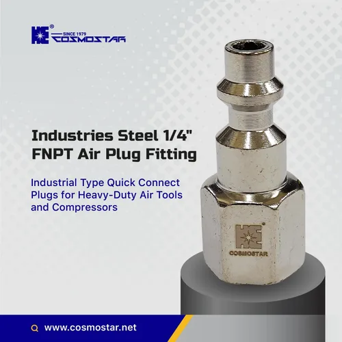 Vista 2 de COSMOSTAR Industries - Enchufe de aire MNPT de acero de 1/4 pulgadas, enchufe de 1/4 de pulgada y conector NPT de 1/4 pulgadas con sellador