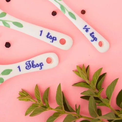 Vista 3 de Spring Flowers - Cucharas medidoras de cerámica (4 piezas, multicolor)