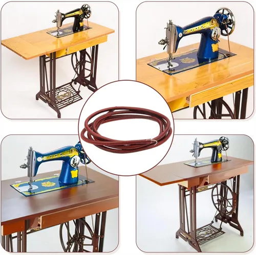 Vista 5 de Cinturón para máquina de coser, cinturón de cuero de 6 pies para máquina de coser Singer Treadle, cinturón de cuero, piezas antiguas + gancho