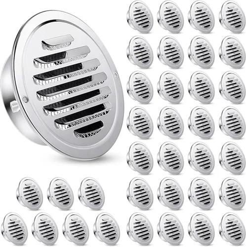 Vista 24 de Zonon 4 rejillas de ventilación de acero inoxidable Soffit de 4 pulgadas, cubierta de ventilación redonda para secadora con pantalla de malla