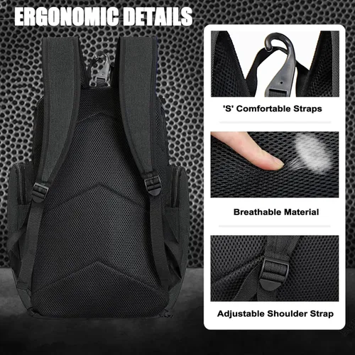 Vista 5 de LARIPOP Mochila de Baloncesto Grande Bolsa Deportiva, Bolsa de Gimnasio con Compartimento para Balón y Compartimento para Zapatos para Almacenar