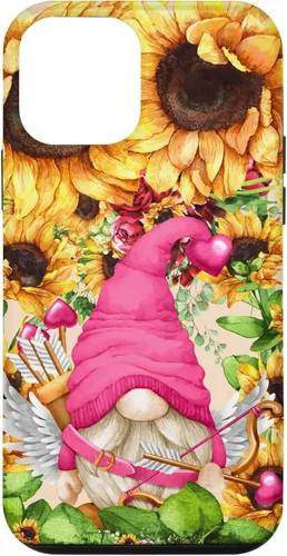 Vista 16 de Valentines Gnome in Cupid Costume for Women with Sunflower Case for iPhone 17