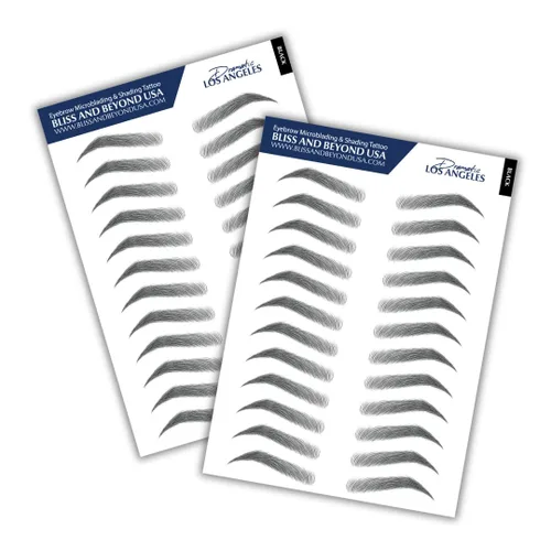 Bliss and Beyond USA, 2 hojas de calcomanías impermeables para tatuajes de cejas, de larga duración, aspecto natural de cejas para alopecia,