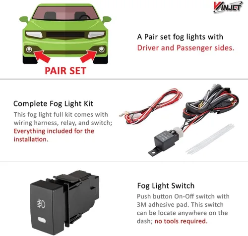Vista 5 de Winjet Serie OEM para Honda Civic Coupe 2014-2015 - Luces antiniebla de conducción + interruptor + kit de cableado