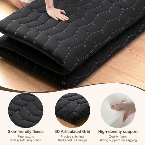 Vista 6 de Colchón de Suelo Futón Japonés de Espuma Premium de 3.2" de Grosor - Tamaño Individual 39"x80", 100% Espuma de Alta Densidad, Cómoda Almohadilla