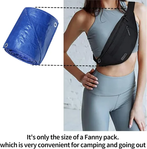 Vista 3 de TARPAL Lona azul de 6 x 6 pies, impermeable de 5 mil lonas pequeñas, cubierta protectora multiusos, cubierta de lona de polietileno para leña