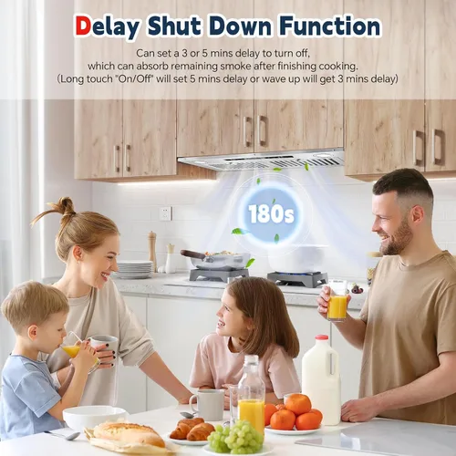 Vista 6 de Campana de Ventilación Integrada de 30 Pulgadas, Campana de Rango con Conductos/Sin Conductos con Detección de Gestos y Control Táctil, Campana