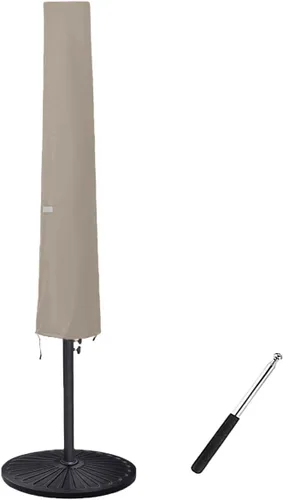 Funda para sombrilla de patio de 6 a 9 pies, impermeable y duradera, con cremallera y varilla
