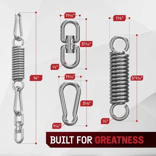 Vista 2 de Yes4All Punching Bag Hanger, Heavy Bag Spring 555 LB Capacity, Stainless Steel Hanging Kit with Spring Hook & Carabiner, Indoor & Outdoor Mounting