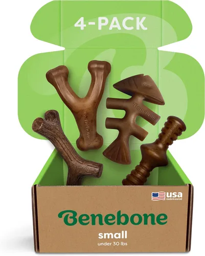 Vista 8 de Benebone - Paquete de 2 juguetes masticables duraderos para perros, diseño Maplestick/Zaggler, tocino real, madera de arce real, fabricados