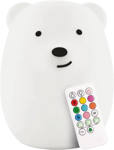 Vista 15 de LumiPets Eggbert the Elephant - Luz nocturna blanda para niños Luz nocturna de silicona con toque, control remoto Luz recargable de animales que