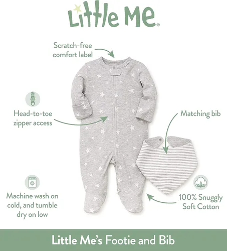 Vista 3 de Little Me baby-girls 2-piece Footie and Bib Set