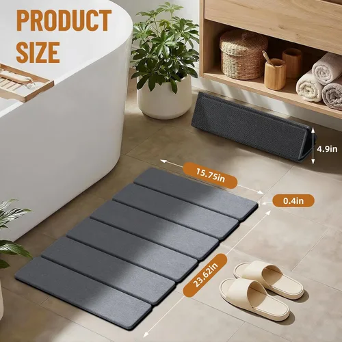 Vista 3 de Luxspire Tapete de baño de piedra, tierra de diatomeas de 24 x 16 pulgadas A-Dark Gray