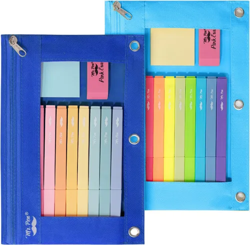 Vista 11 de Mr. Pen - Estuche para lápices de 2 piezas - Estuche con cremallera para lápices para carpeta de 3 anillas