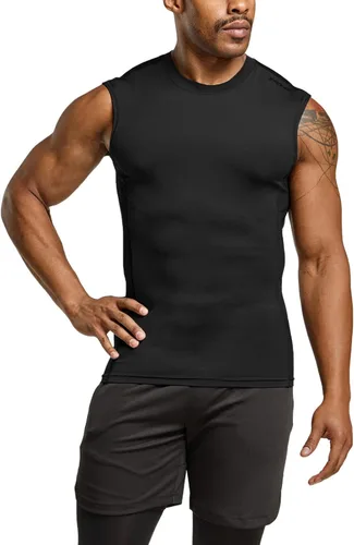 Vista 11 de TSLA Camisetas de entrenamiento sin mangas para hombre, camisetas de compresión de secado rápido para correr, camisetas sin mangas de entrenamiento