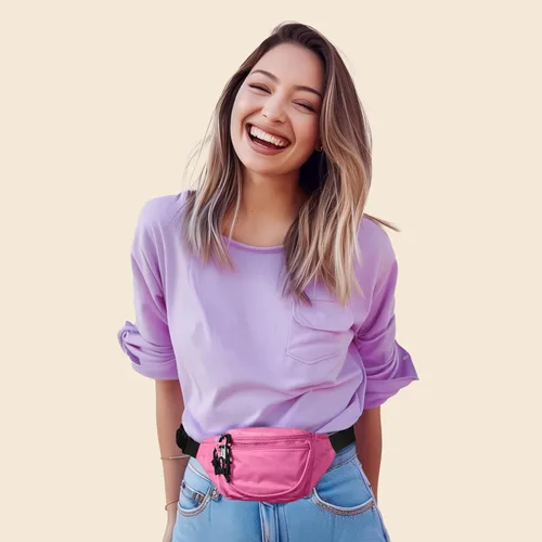 Vista 3 de Cangurera Dalix con 3 bolsillos, para viajes, bolsa para ocultar dinero, para aeropuerto