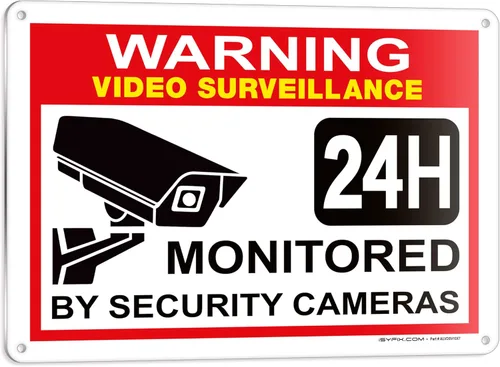 Vista 12 de iSYFIX Señal de advertencia de videovigilancia – 1 paquete de 7 x 6 pulgadas – 100% libre de óxido de aluminio .040, laminado para máxima