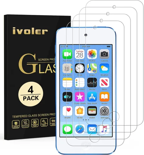 iVoler [vidrio templado] Protector de pantalla compatible con iPod Touch 7G 2019 6G 5G (7ª 6ª 5ª generación), 0.008 in, dureza 9H ultra fino 2.5D
