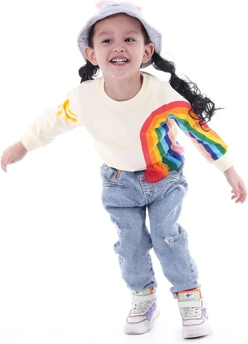 Vista 4 de BINIDUCKLING Sudadera gráfica de cuello redondo para niña pequeña y niña de 18 meses, talla 6