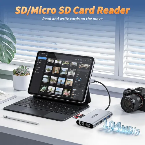 Vista 4 de Adaptador de monitor dual para estación de acoplamiento USB C, 11 en 1