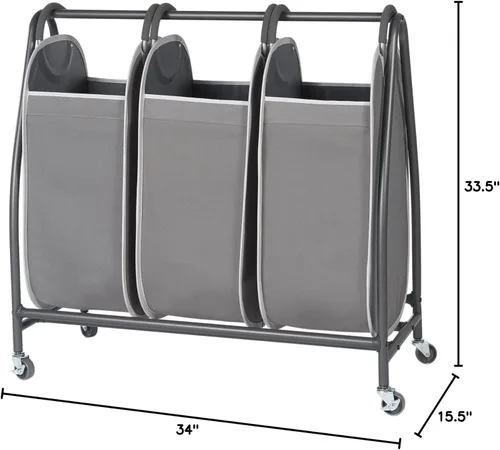 Vista 10 de Neatfreak Triple cesta clasificadora de ropa sucia – Carrito de lavandería con ruedas y 3 cestas de ropa sucia extraíbles con tecnología EVERFRESH