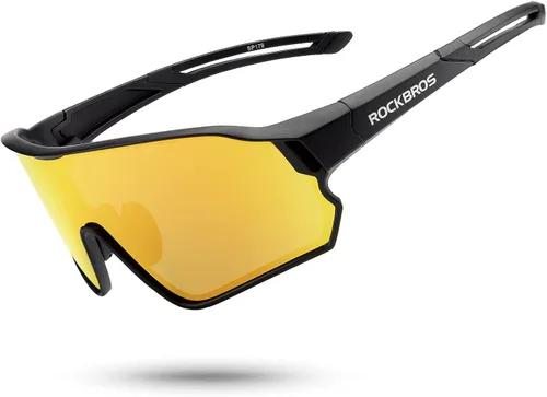 Vista 11 de ROCKBROS Polarized Sports Sunglasses Anti-Glare HD Cycling Sun Glasses Todo negro