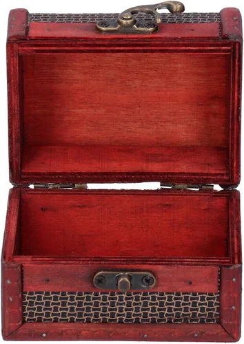Vista 8 de Caja de madera retro, 4 piezas pequeñas de almacenamiento de joyas, caja de almacenamiento de madera para recuerdos, mini caja del tesoro con tapa