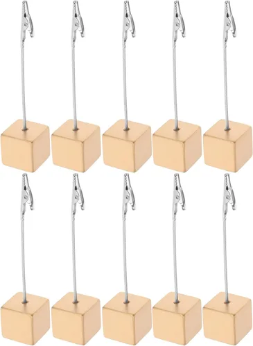 NUOBESTY 10pcs Cube Base Memo Clip Holder - Table Number Place Card Holder with Alligator Clasp for Displaying Photos Name Cards Paper Notes for